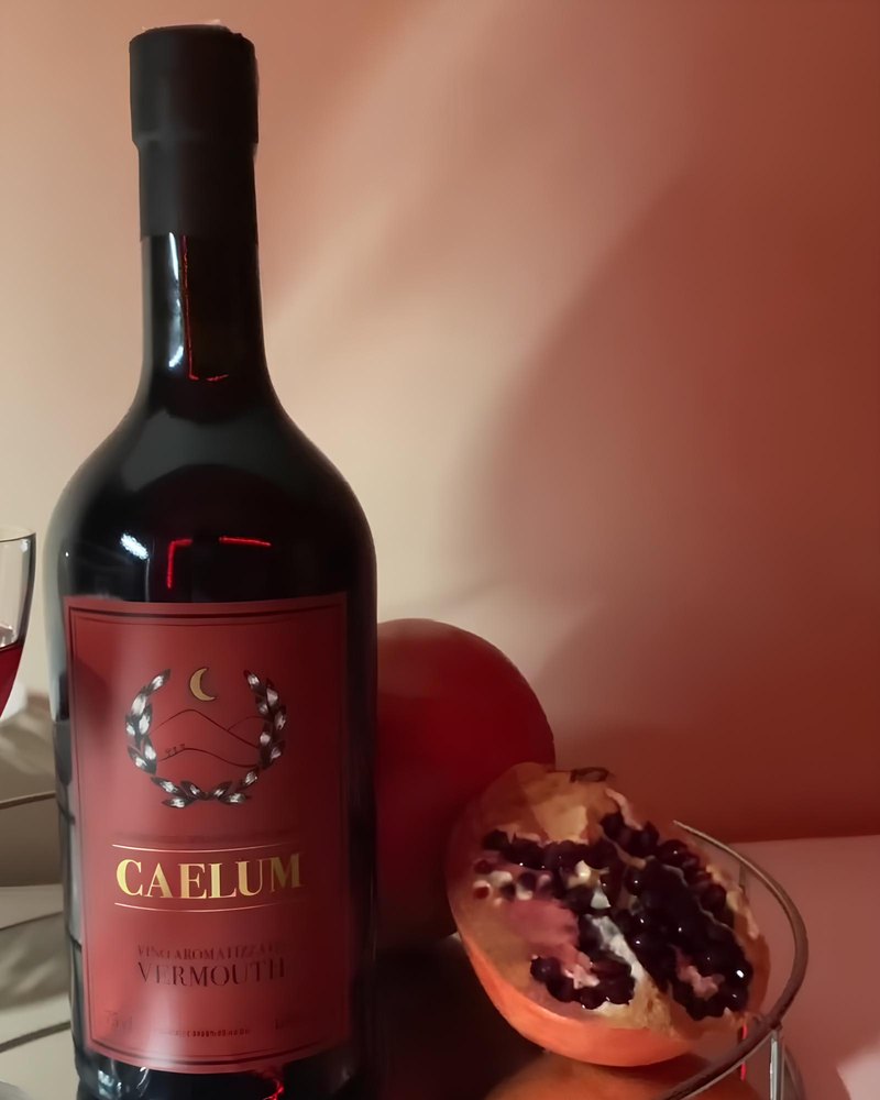 Bottiglia di Vermouth Caelum con melograno